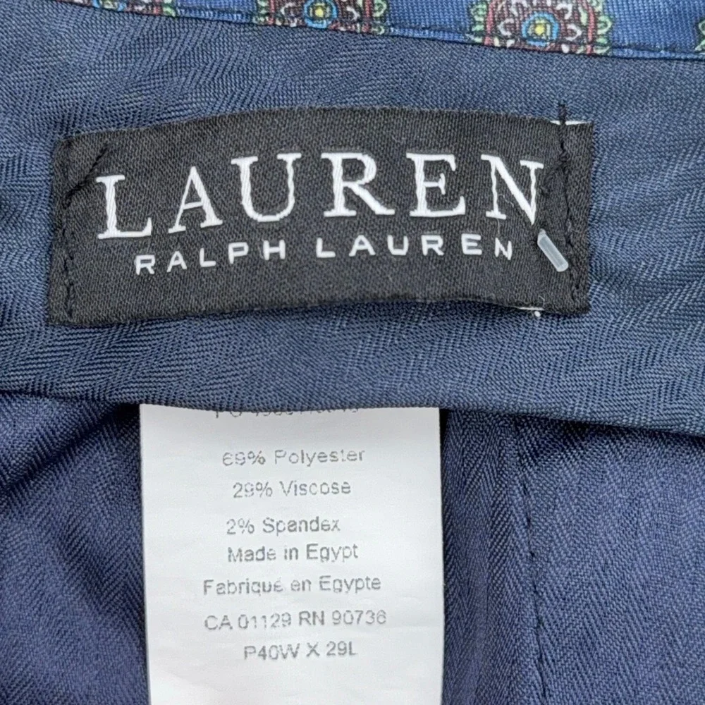 Lauren Ralph Lauren Dress Pants Mens 40x29 Poly Viscose‎ Gray Plaid
